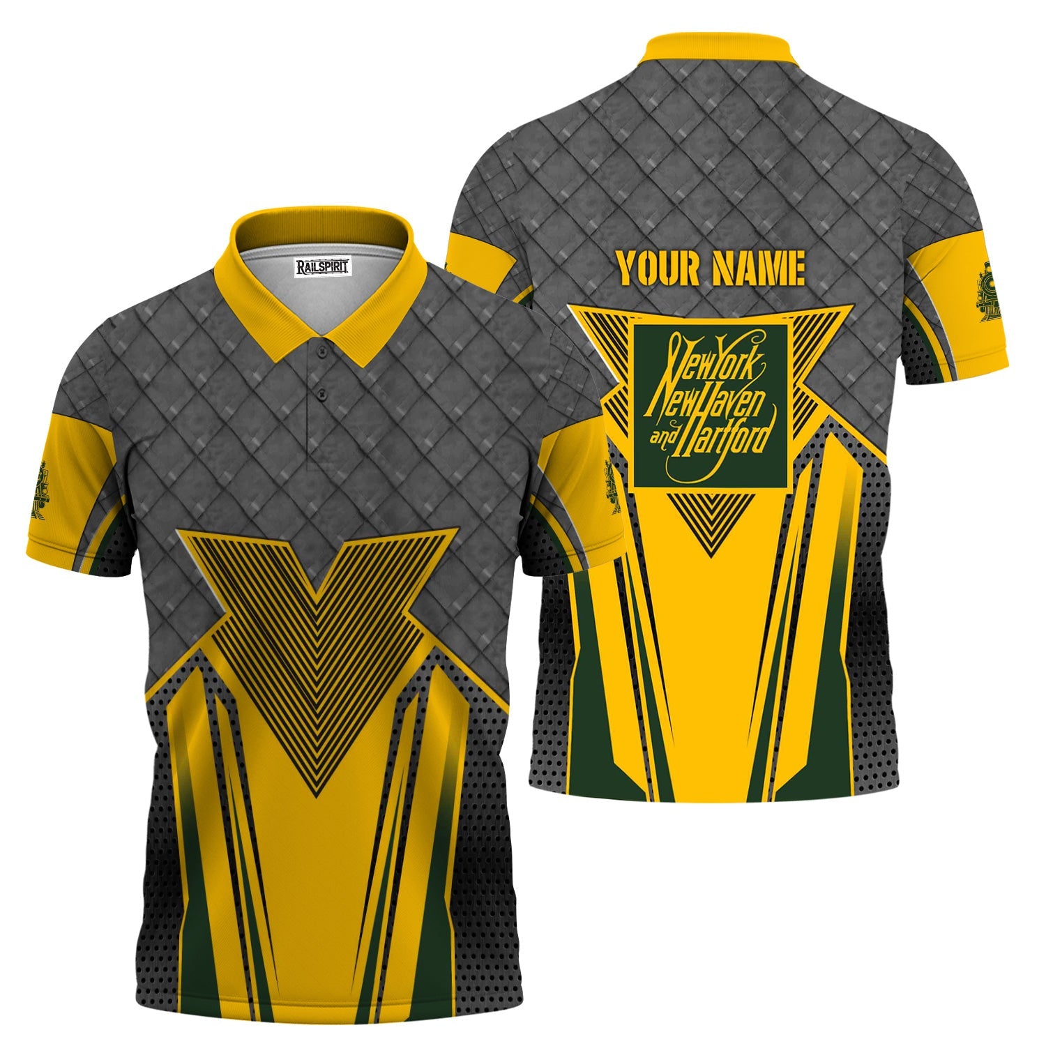 Railspirit Personalized New York, New Haven and Hartford Railroad Polo Shirt Rugged Steel Vibes New Haven Railroad Train Shirt All Over Print