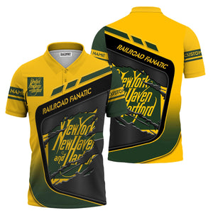 Railspirit Personalized New York, New Haven and Hartford Railroad Polo Shirt Ripped Texture Style New Haven Railroad Train Shirt For Railroad Fanatic