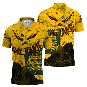 Railspirit Personalized New York, New Haven and Hartford Railroad Polo Shirt Torn Graphic Style New Haven Railroad Train Shirt For Rail Junkie