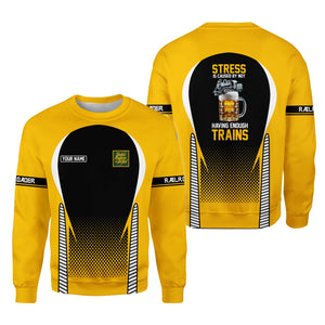 Railspirit Personalized New York, New Haven and Hartford Railroad Sweatshirt Stress Is Caused By Not Having Enough Trains New Haven Railroad Shirt All Over Print Shirt