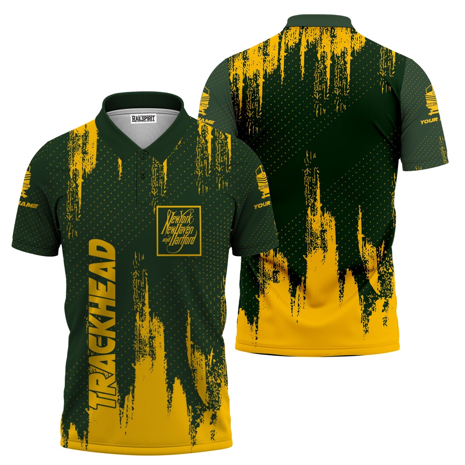 Railspirit Personalized New York, New Haven and Hartford Railroad Polo Shirt Paint Impact Design New Haven Railroad Train Shirt for Trackhead