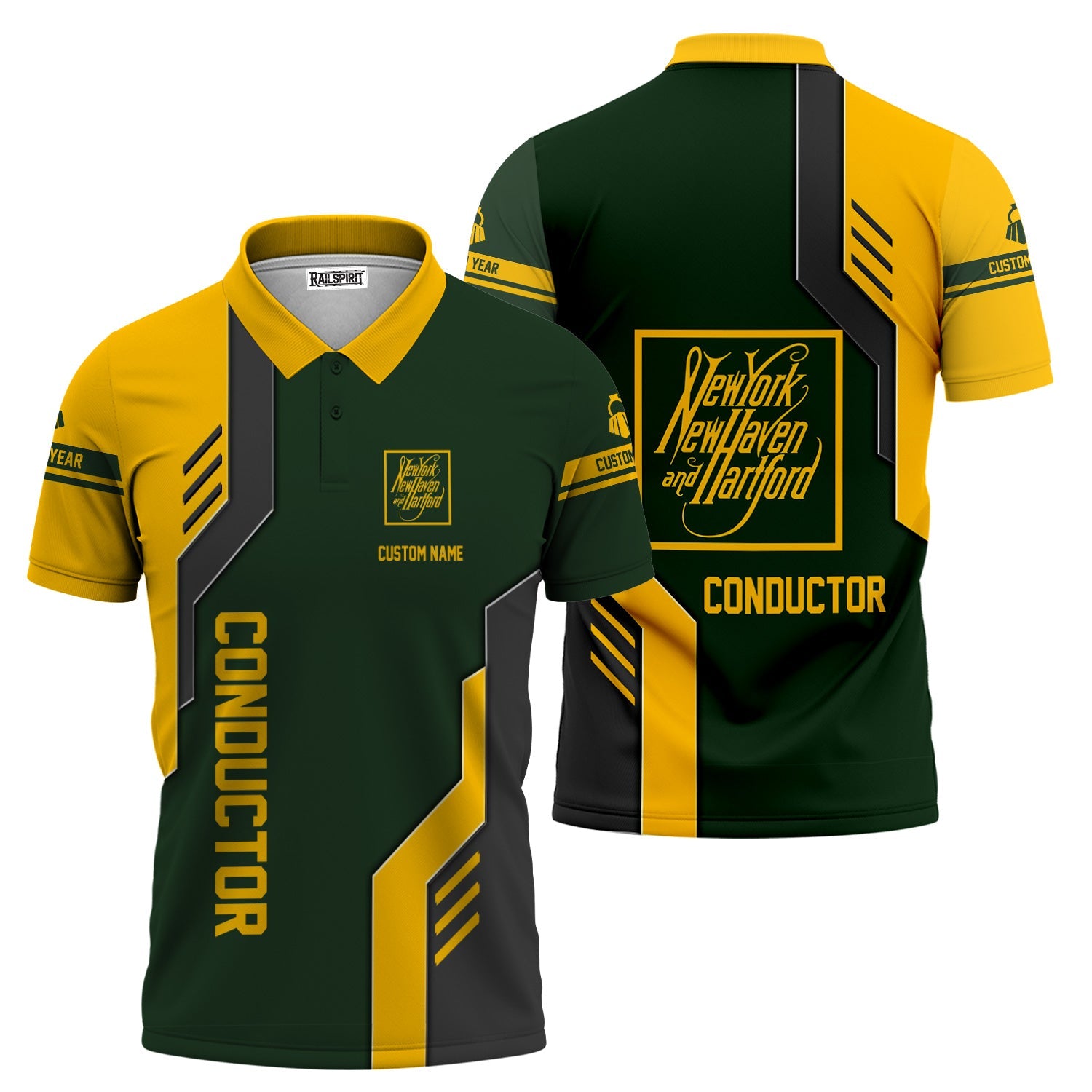 Railspirit Personalized New York, New Haven and Hartford Railroad Polo Shirt Unique Railway Style with Custom Job New Haven Railroad Train Shirt