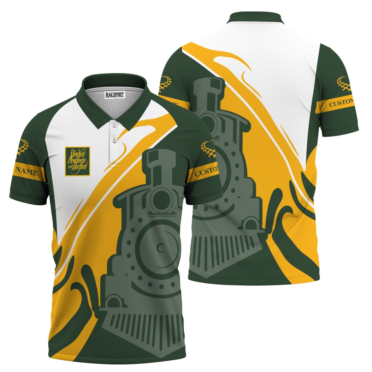 Railspirit Personalized New York, New Haven and Hartford Railroad Polo Shirt Flame-Inspired Style New Haven Railroad Shirt Gift Idea For Train Lovers