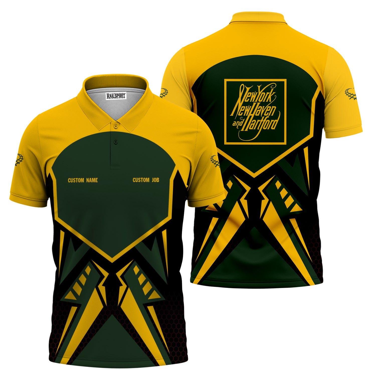 Railspirit Personalized New York, New Haven and Hartford Railroad Polo Shirt Vibriant Style with Custom Position New Haven Railroad Train Shirt