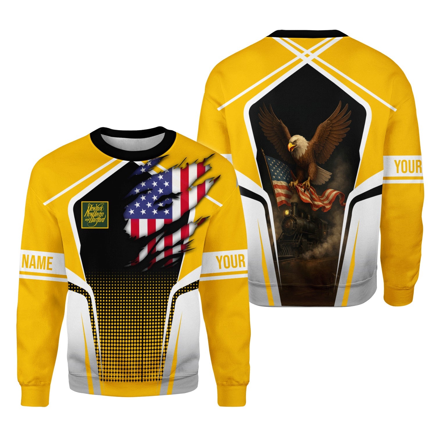 Railspirit Personalized New York, New Haven and Hartford Railroad Sweatshirt American Eagle Vintage Train New Haven Railroad Shirt