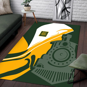 Railspirit New York, New Haven and Hartford Railroad Area Rug Flame-Inspired Style New Haven Railroad Rug Gift Idea For Train Lovers