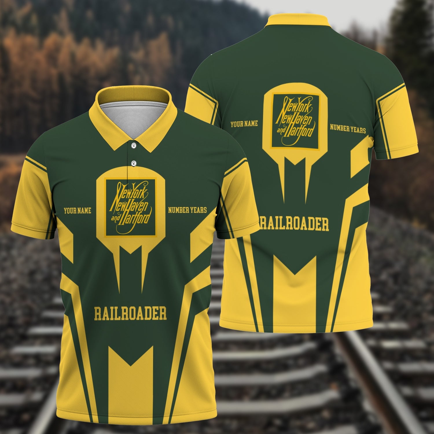 Railspirit Personalized New York, New Haven and Hartford Railroad Polo Shirt Custom Year Railroader New Haven Railroad Shirt Gift For Train Lover