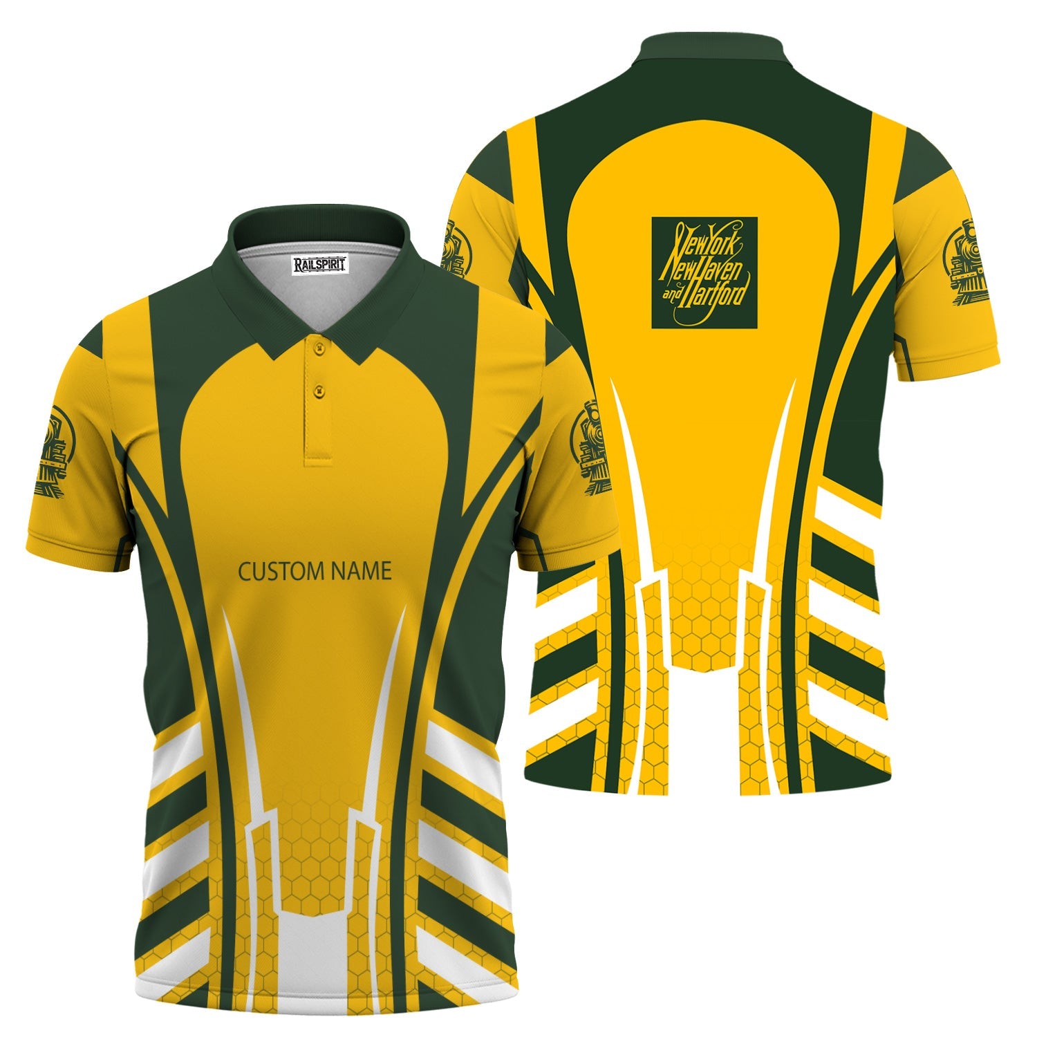 Railspirit Personalized New York, New Haven and Hartford Railroad Polo Shirt Striped Railroad Style New Haven Railroad Train Shirt All Over Print