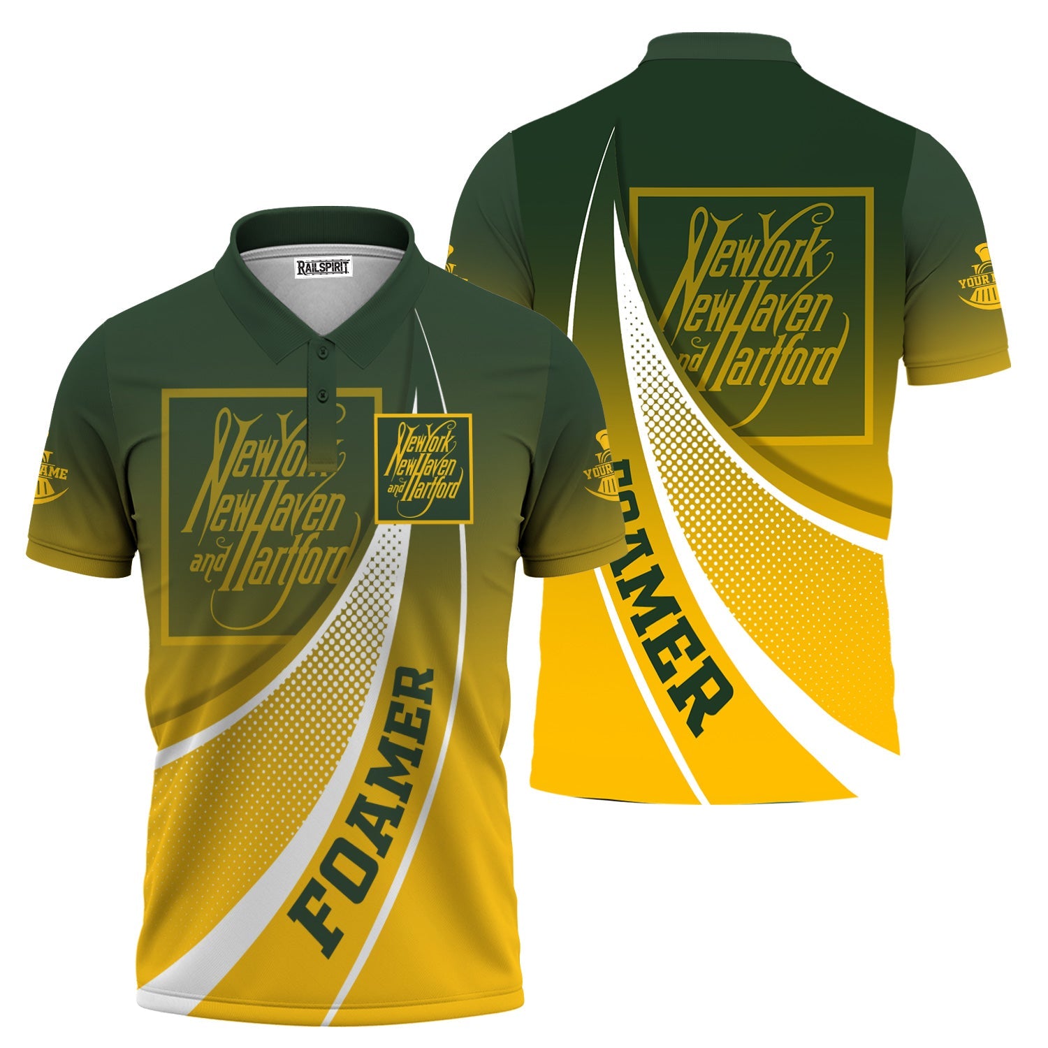 Railspirit Personalized New York, New Haven and Hartford Railroad Polo Shirt Railway-Themed Style New Haven Railroad Shirt Gift Idea For Trainspotter