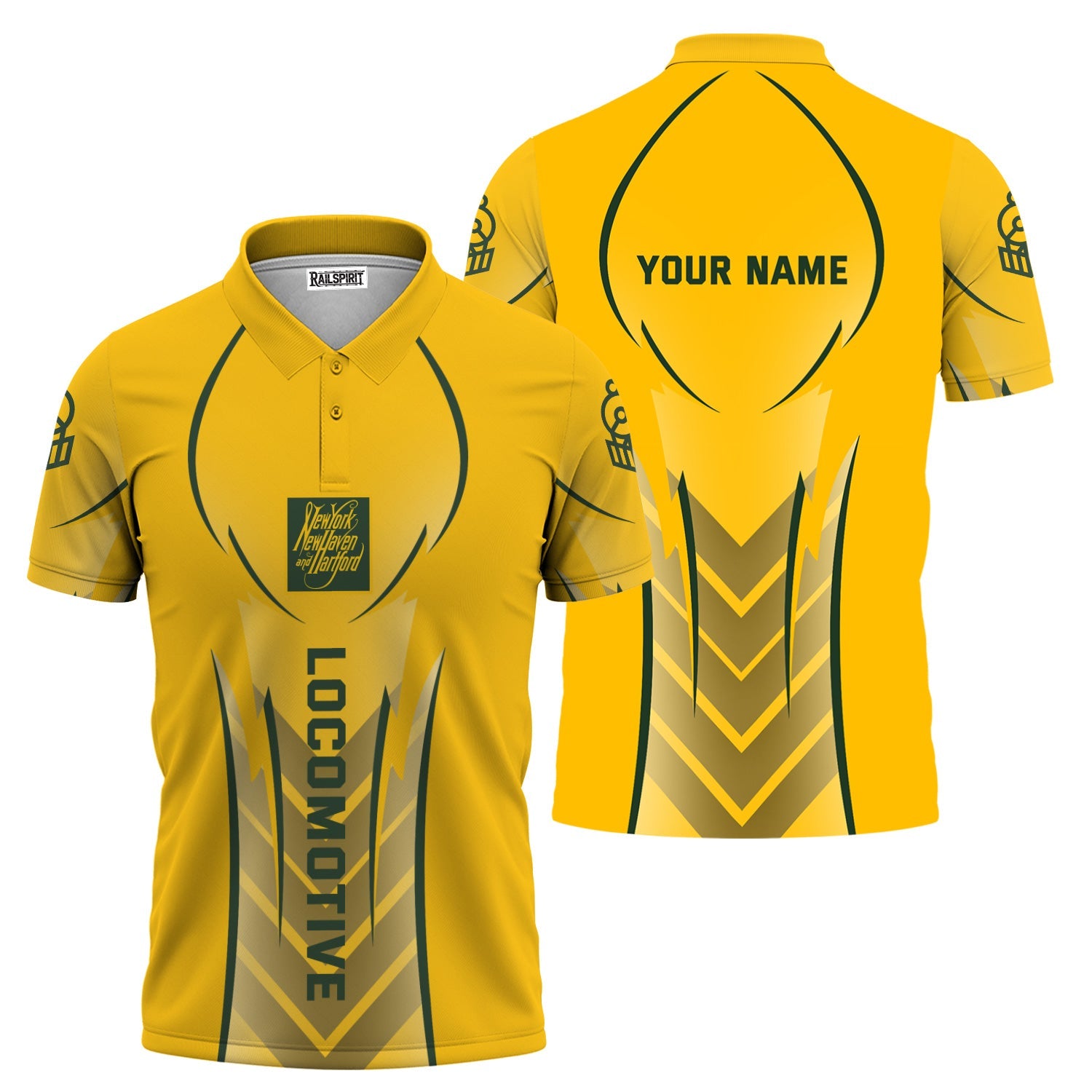 Railspirit Personalized New York, New Haven and Hartford Railroad Polo Shirt Striking Line Style New Haven Railroad Train Shirt For Locomotive Lovers