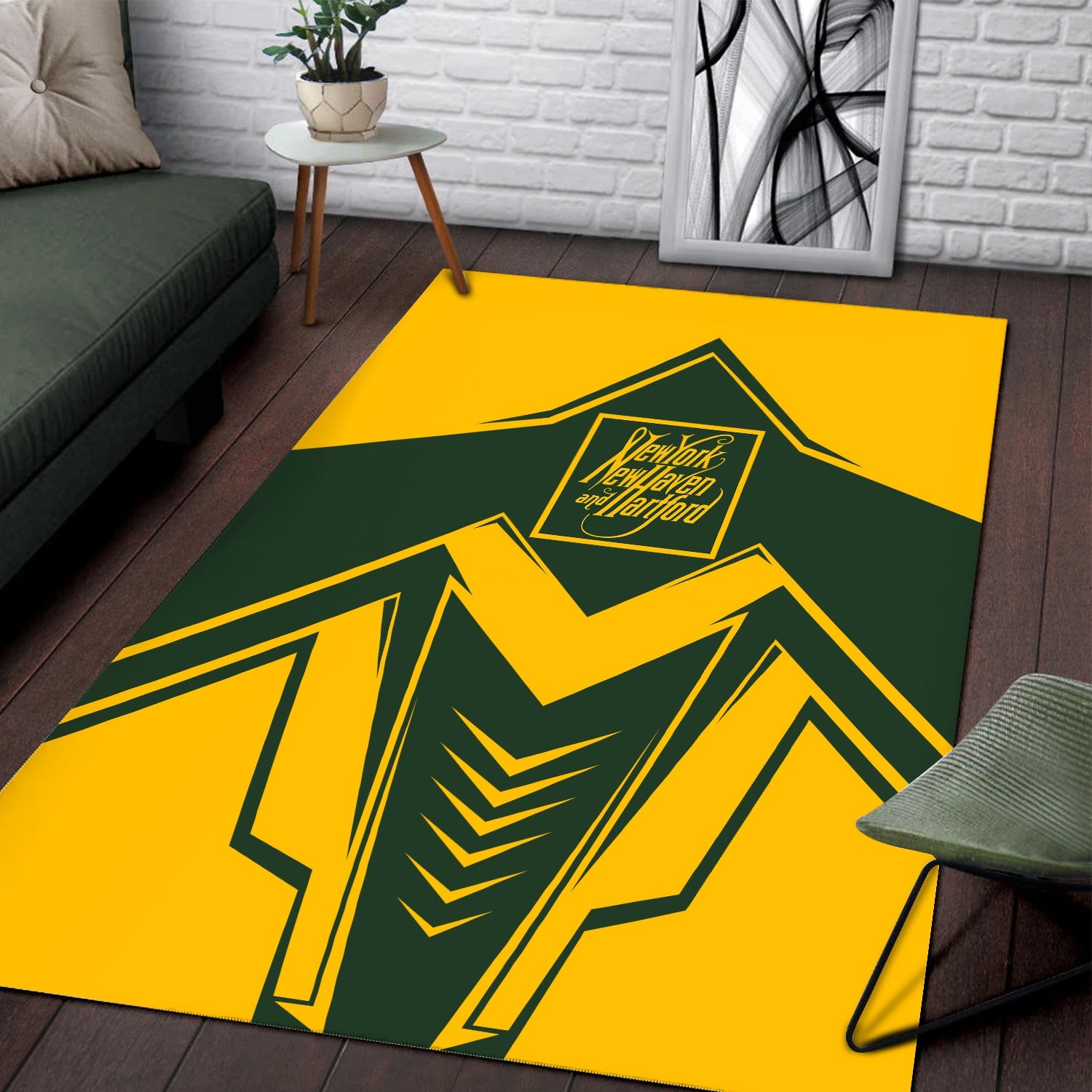 Railspirit New York, New Haven and Hartford Railroad Area Rug Railway Trainspotter Style New Haven Railroad Rug Gift Idea For Foamers