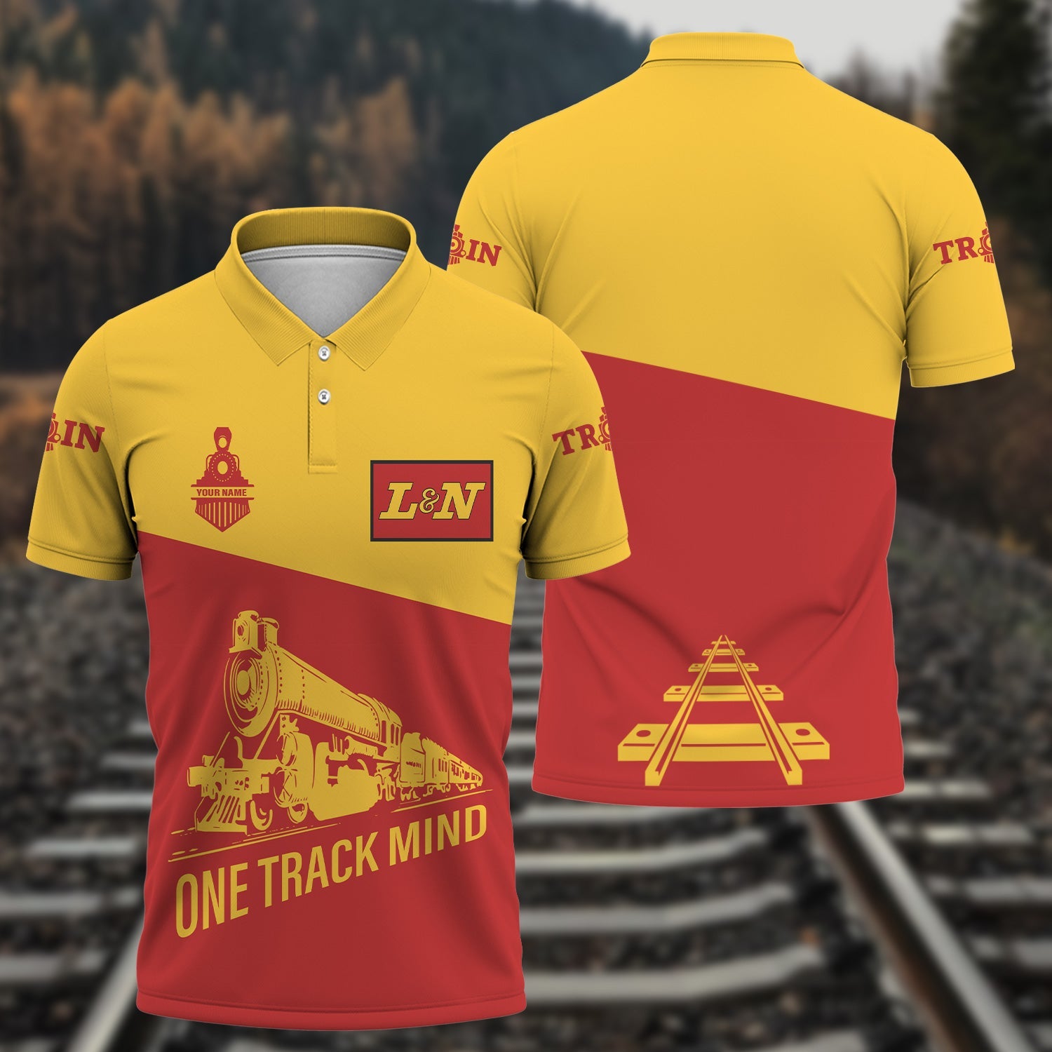 Railspirit Personalized Louisville and Nashville Railroad Polo Shirt One Track Mind Unisex Train Shirt Gift Idea For Train Lover