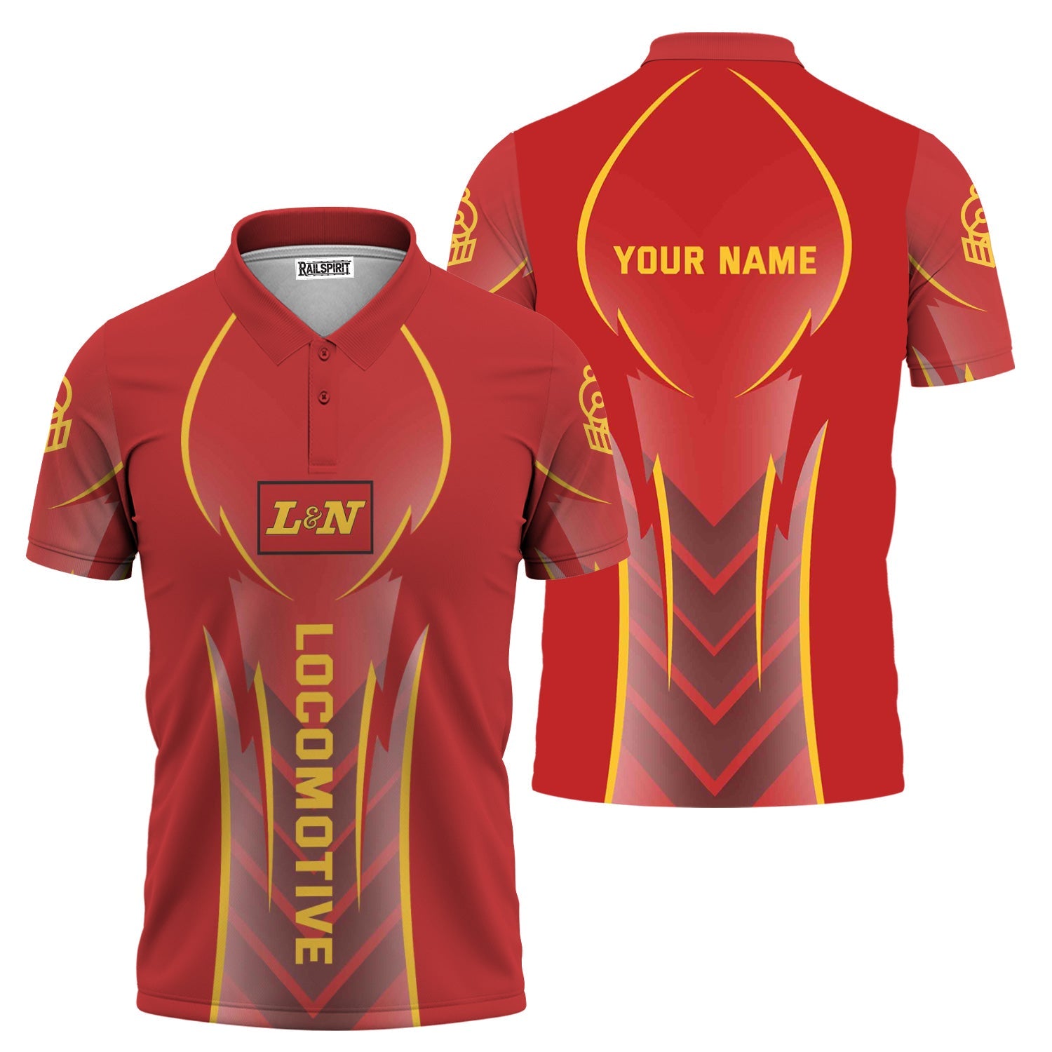 Railspirit Personalized Louisville and Nashville Railroad Polo Shirt Striking Line Style L&N Train Shirt For Locomotive Lovers