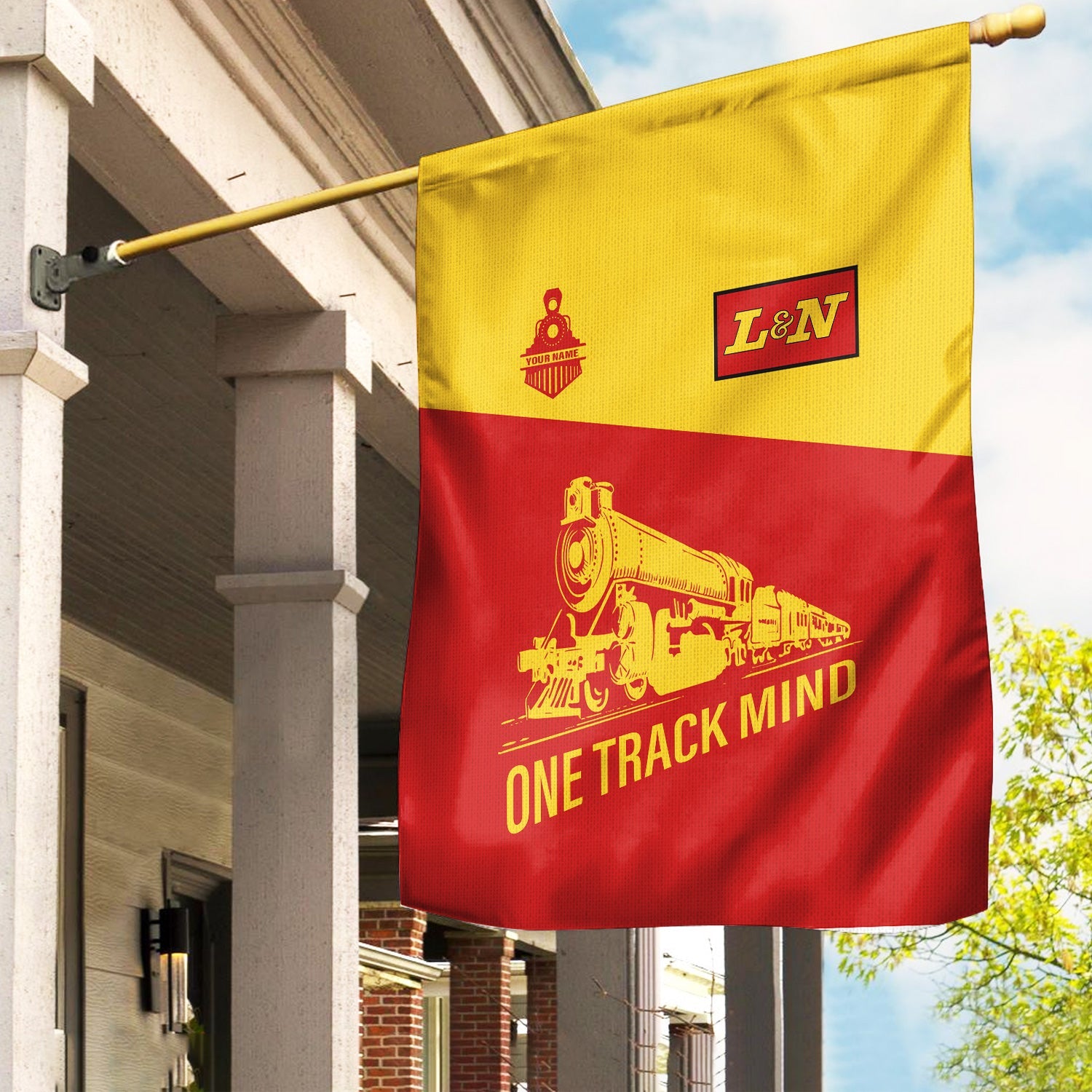 Railspirit Personalized Louisville and Nashville Railroad Garden Flag One Track Mind L&N Flag Gift Idea For Train Lover