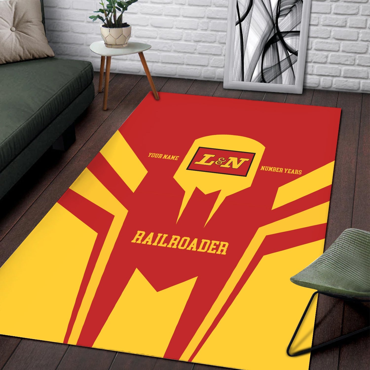 Railspirit Personalized Louisville and Nashville Railroad Area Rug Custom Year Railroader L&N Rug Gift Idea For Train Lover