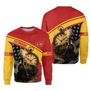 Railspirit Personalized Louisville and Nashville Railroad Sweatshirt Classic Steam Engine With Retro Pocket Watch L&N Shirt All Over Print