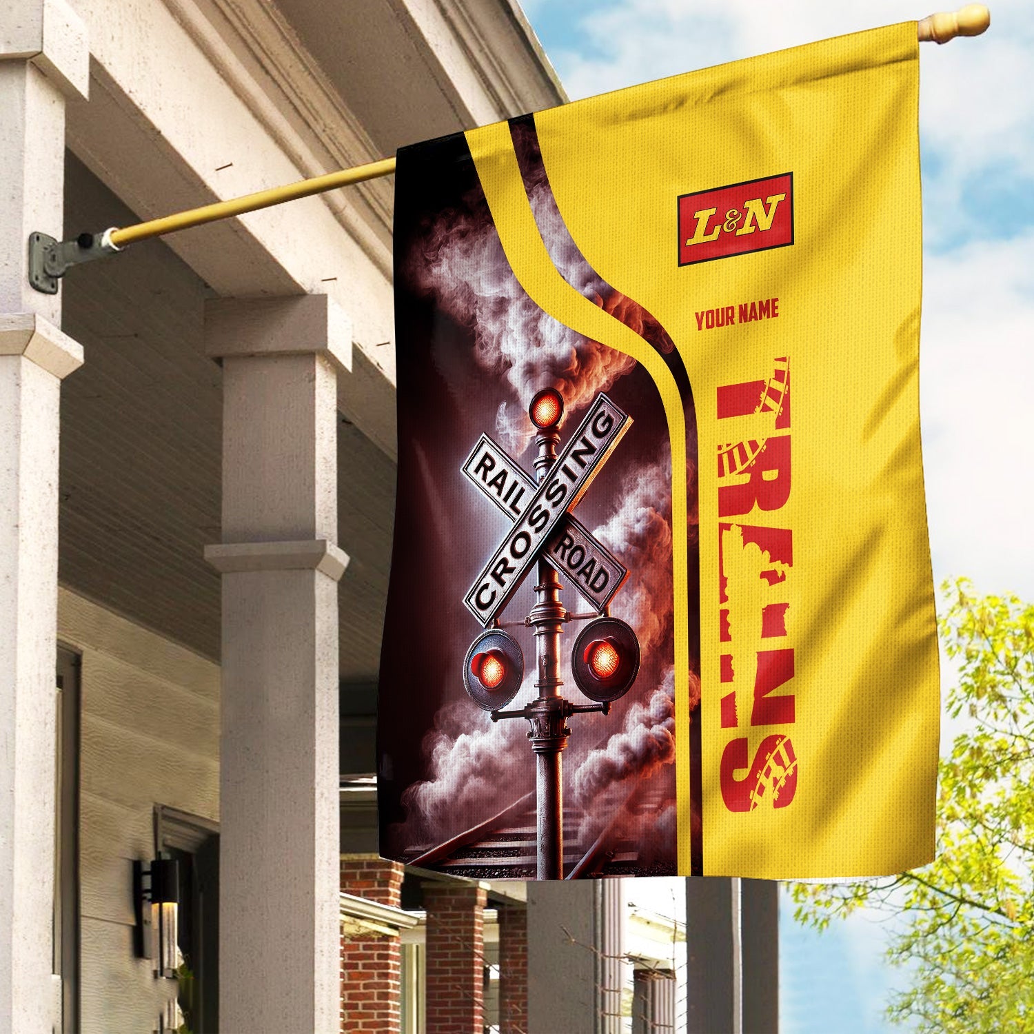 Railspirit Personalized Louisville and Nashville Railroad Garden Flag Railroad Crossing Sign L&N Flag All Over Print