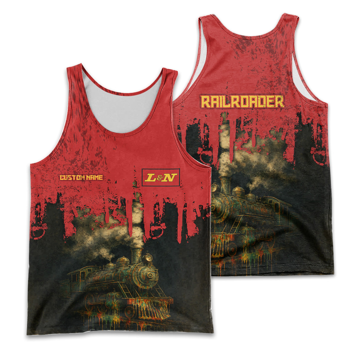 Railspirit Personalized Louisville and Nashville Railroad Men Tank Top Vintage Train Art Style L&N Shirt For Locomotive Fans