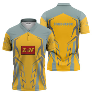 Railspirit Personalized Louisville and Nashville Railroad Polo Shirt Futuristic Design with Custom Job L&N Train Shirt