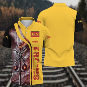 Railspirit Personalized Louisville and Nashville Railroad Polo Shirt Crossing Railroad Sign American Locomotive Train Shirt All Over Print
