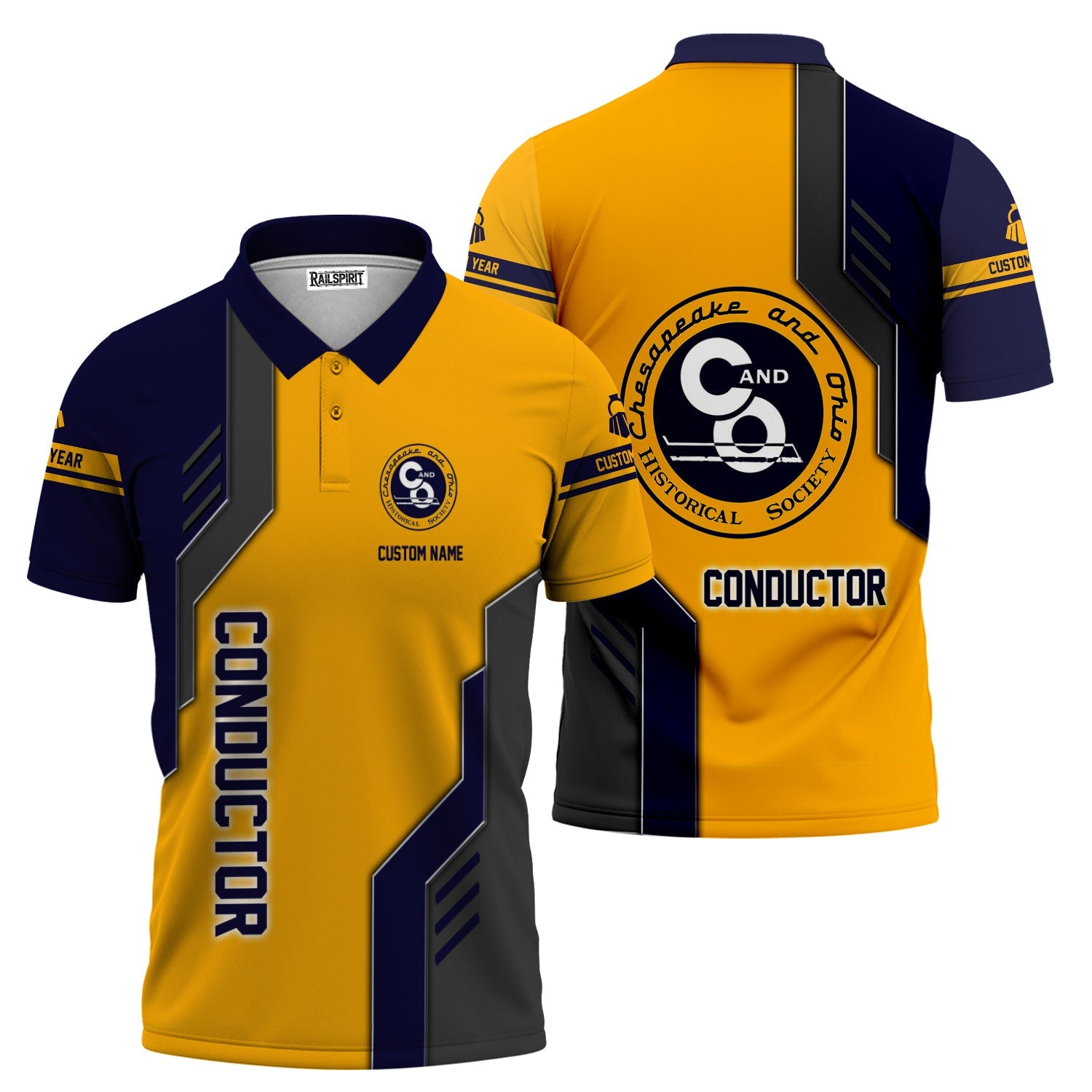 Railspirit Personalized Chesapeake and Ohio Railway Polo Shirt Unique Railway Style with Custom Job C&O Train Shirt