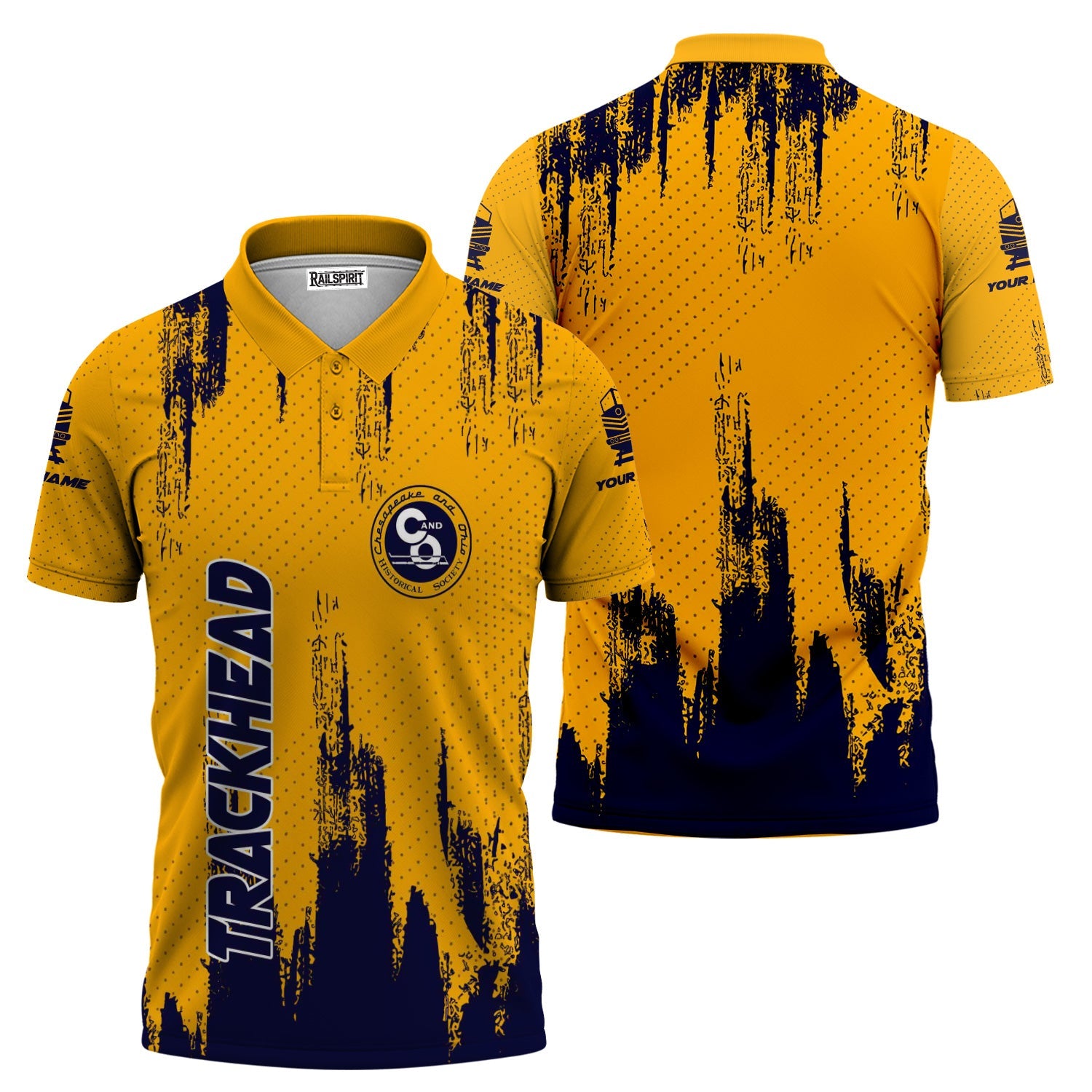 Railspirit Personalized Chesapeake and Ohio Railway Polo Shirt Paint Impact Design C&O Train Shirt for Trackhead