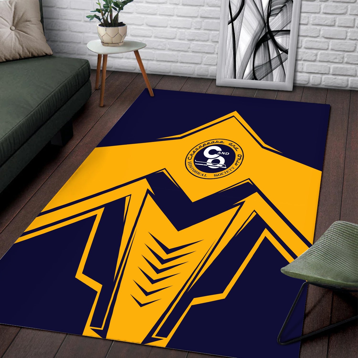 Railspirit Chesapeake and Ohio Railway Area Rug Railway Trainspotter Style C&O Rug Gift Idea For Foamers