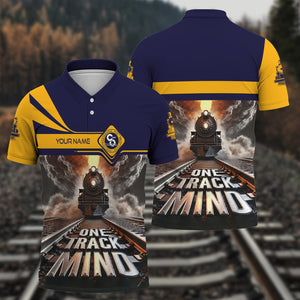 Railspirit Personalized Chesapeake and Ohio Railway Polo Shirt One Track Mind C&O Train Printed Shirt