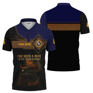 Railspirit Personalized Chesapeake and Ohio Railway Polo Shirt You Need A Ride To The Train Station C&O Shirt For Train Lovers