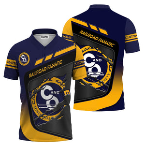 Railspirit Personalized Chesapeake and Ohio Railway Polo Shirt Ripped Texture Style C&O Train Shirt For Railroad Fanatic