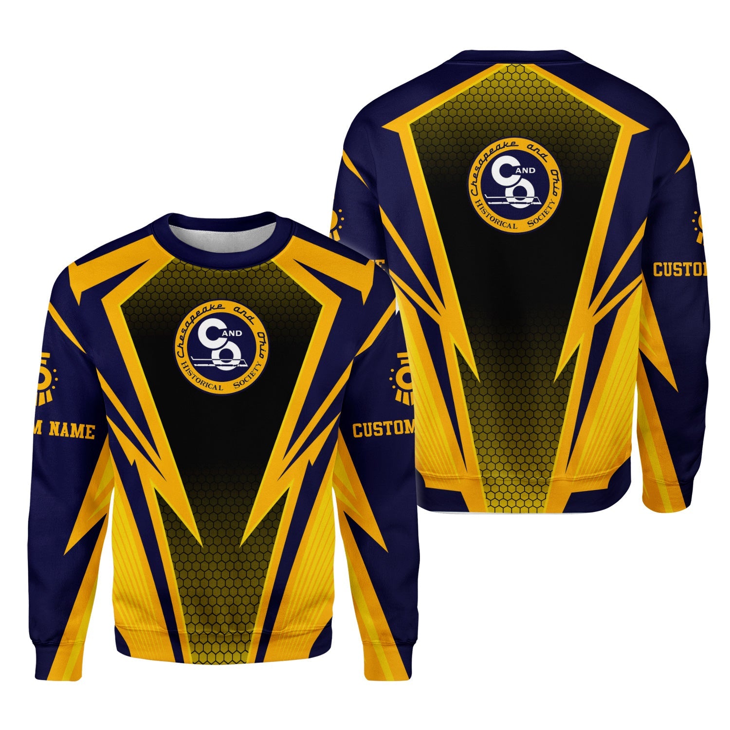 Railspirit Personalized Chesapeake and Ohio Railway Sweatshirt Lightning Graphic Style C&O Shirt Gift Idea For Train Lover