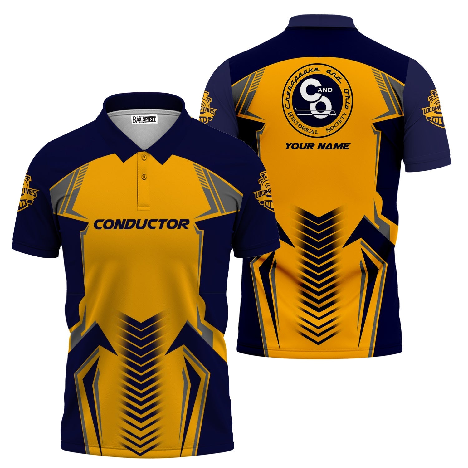 Railspirit Personalized Chesapeake and Ohio Railway Polo Shirt Standout Style with Custom Position C&O Train Shirt