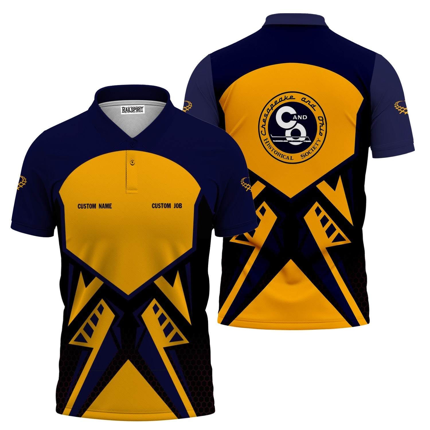 Railspirit Personalized Chesapeake and Ohio Railway Polo Shirt Vibriant Style with Custom Position C&O Train Shirt