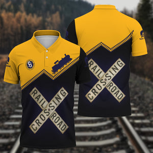 Railspirit Personalized Chesapeake and Ohio Railway Polo Shirt Railroad Crossing Printed Train Track Shirt