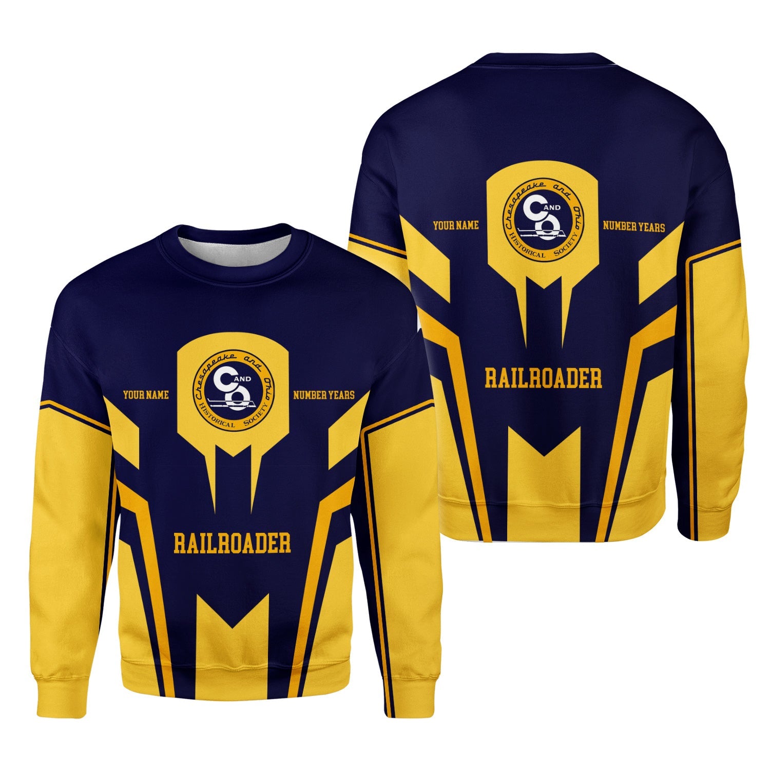 Railspirit Personalized Chesapeake and Ohio Railway Sweatshirt Custom Year Railroader C&O Shirt Gift Idea For Train Lover