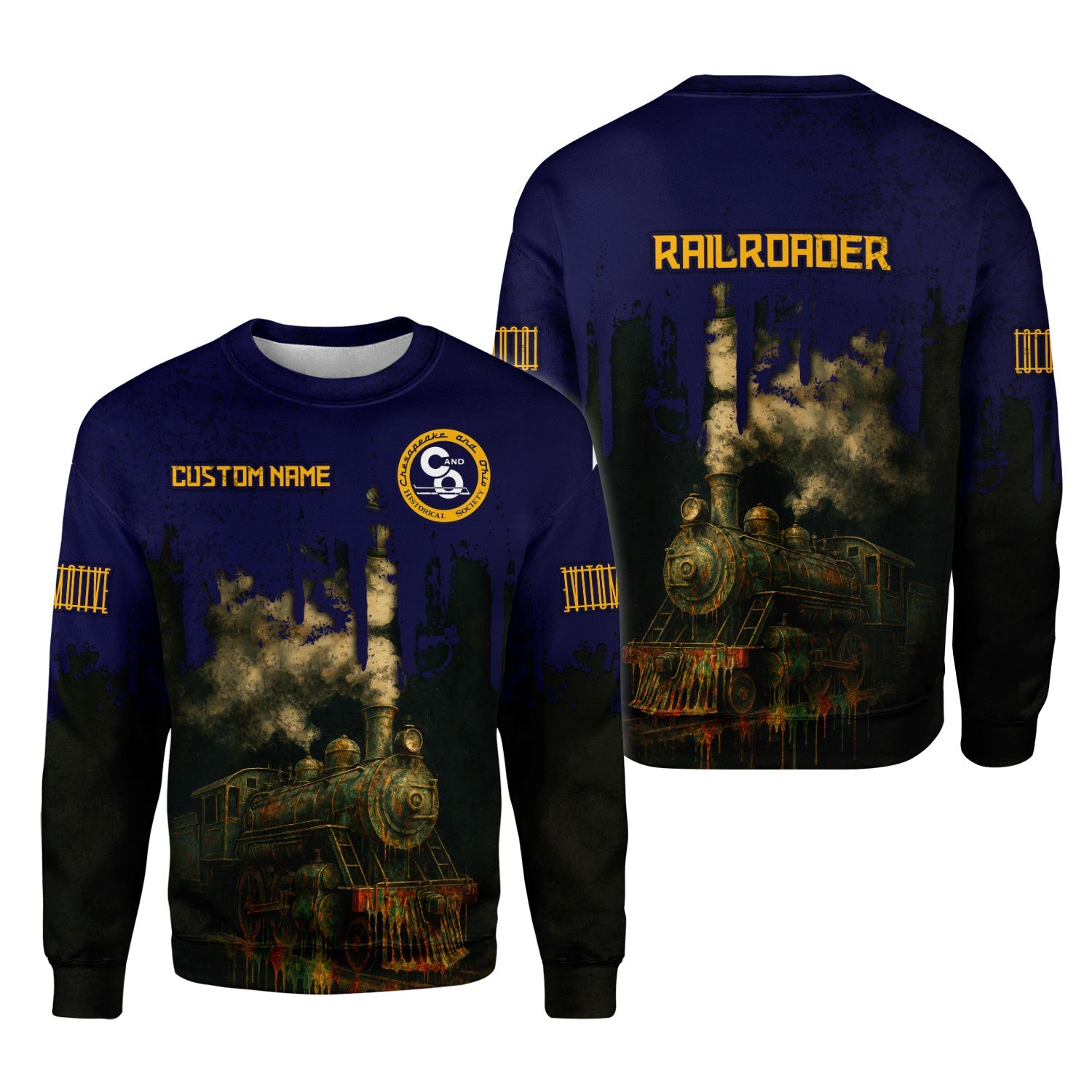 Railspirit Personalized Chesapeake and Ohio Railway Sweatshirt Vintage Train Art Style C&O Shirt For Locomotive Fans