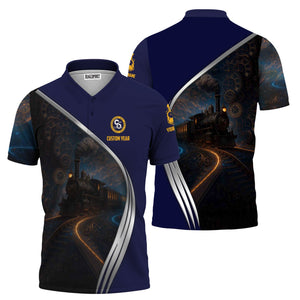 Railspirit Personalized Chesapeake and Ohio Railway Polo Shirt Steampunk Locomotive with Custom Year C&O Train Shirt