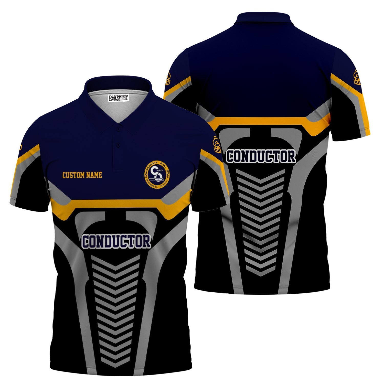 Railspirit Personalized Chesapeake and Ohio Railway Polo Shirt Track-Inspired with Custom Job Position C&O Train Shirt