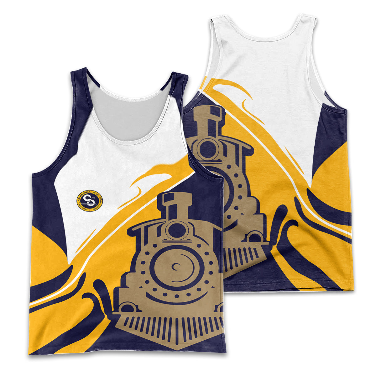 Railspirit Personalized Chesapeake and Ohio Railway Men Tank Top Flame-Inspired Style C&O Shirt Gift Idea For Train Lovers