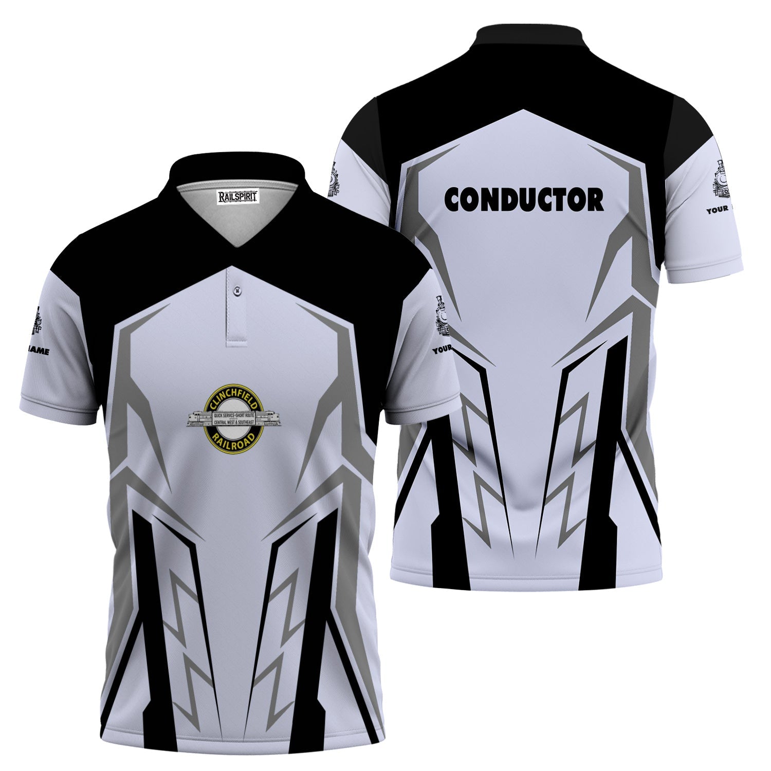 Railspirit Personalized Clinchfield Railroad Polo Shirt Futuristic Design with Custom Job Train Shirt