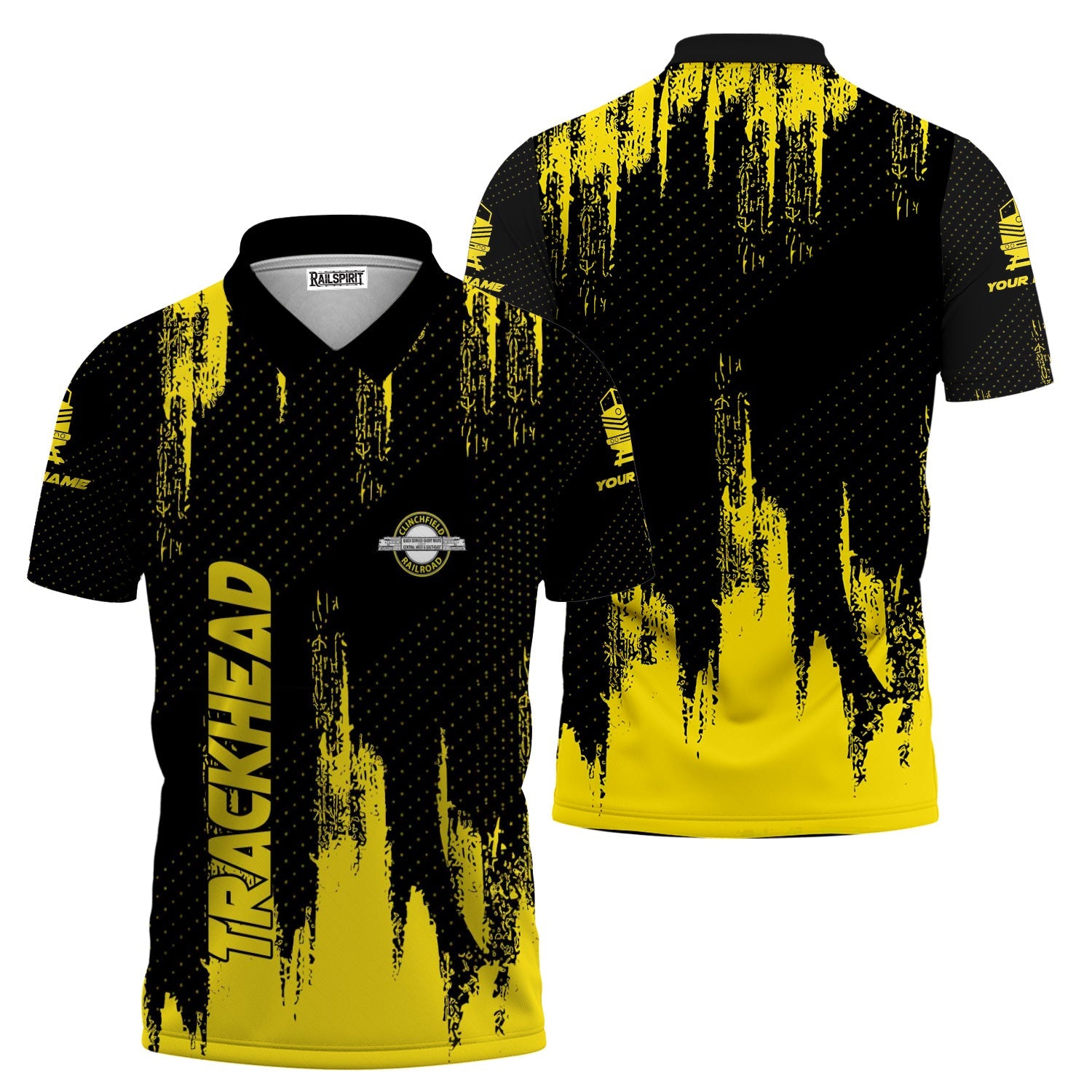 Railspirit Personalized Clinchfield Railroad Polo Shirt Paint Impact Design Train Shirt for Trackhead