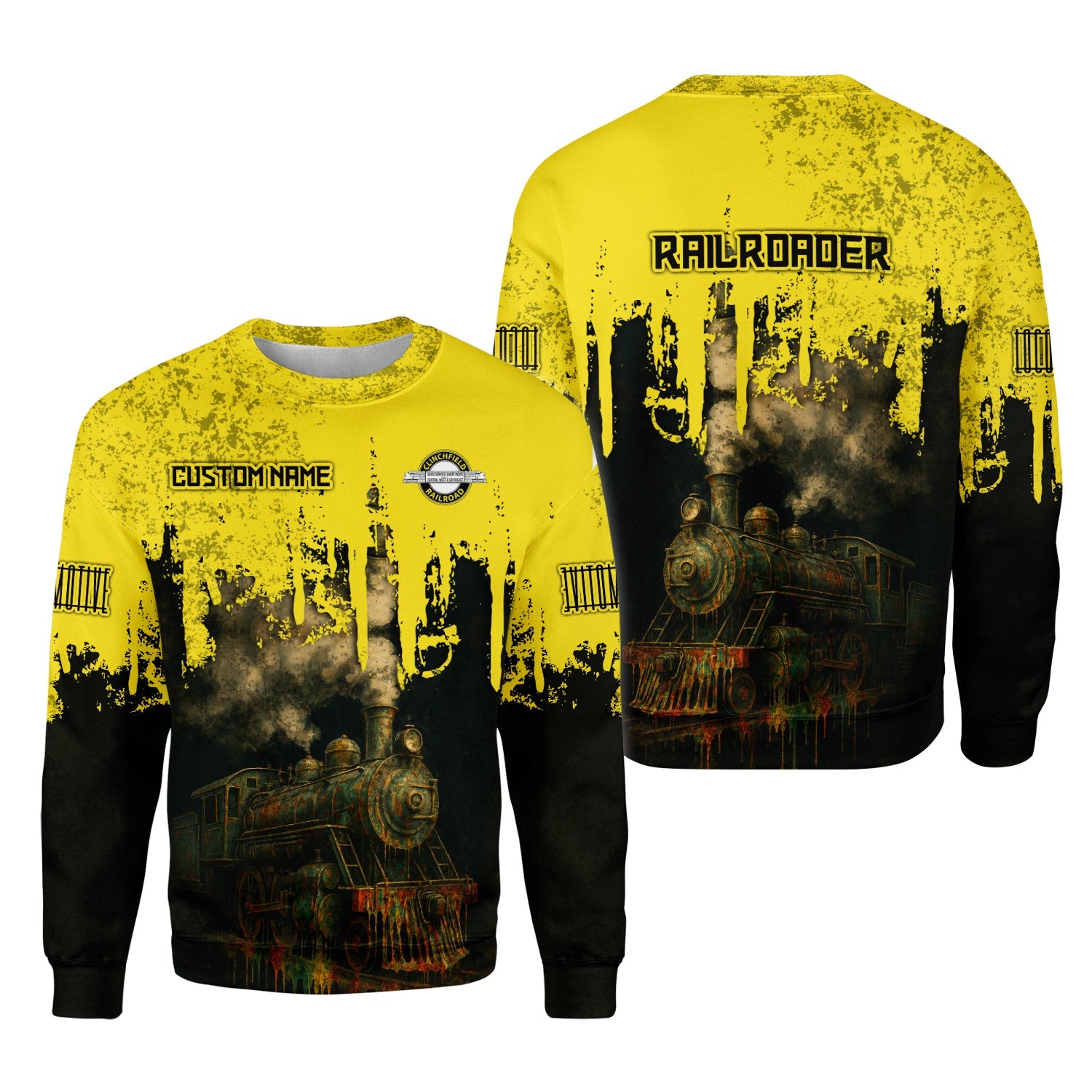 Railspirit Personalized Clinchfield Railroad Sweatshirt Vintage Train Art Style Shirt For Locomotive Fans