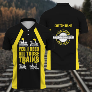 Railspirit Custom Name Clinchfield Railroad Polo Shirt Yes I Need All Those Train Printed Shirt