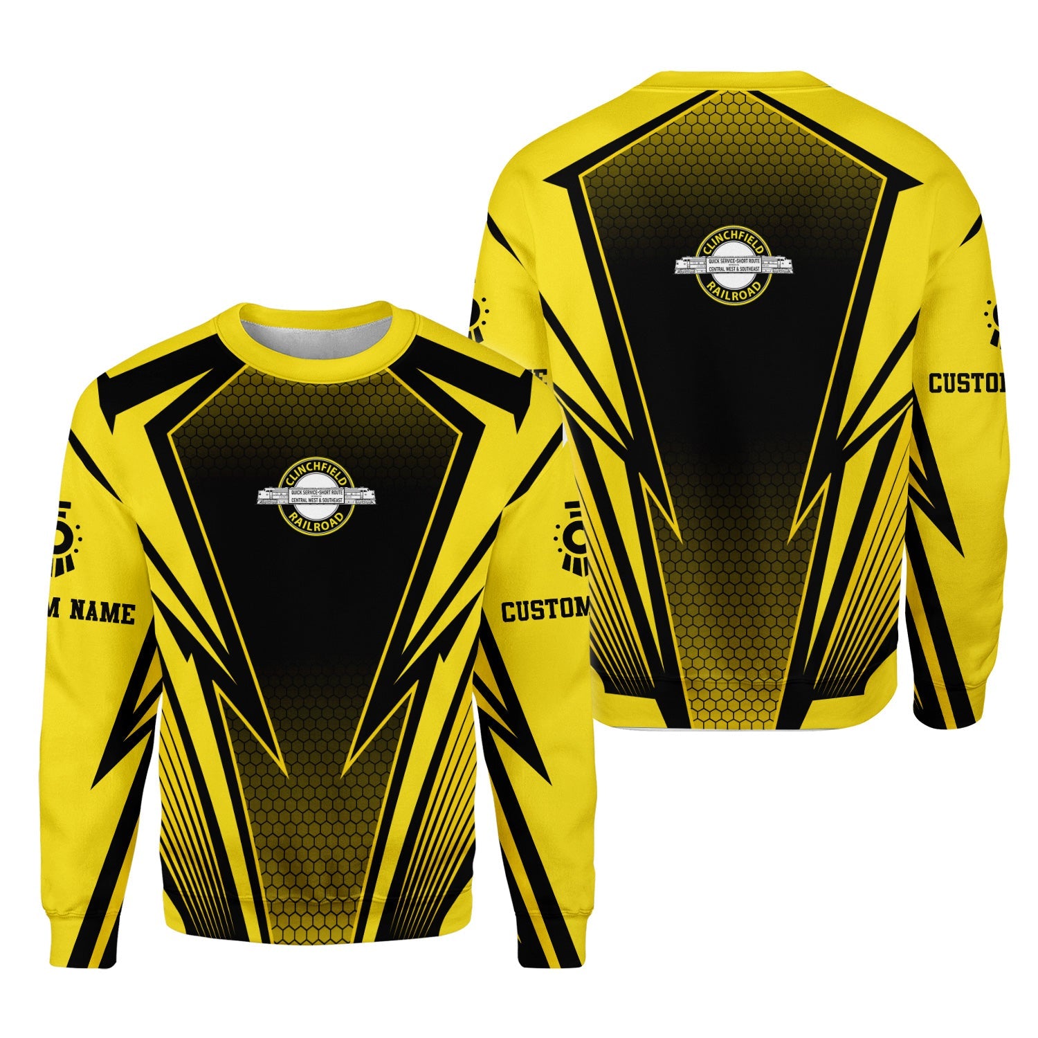 Railspirit Personalized Clinchfield Railroad Sweatshirt Lightning Graphic Style Shirt Gift Idea For Train Lover