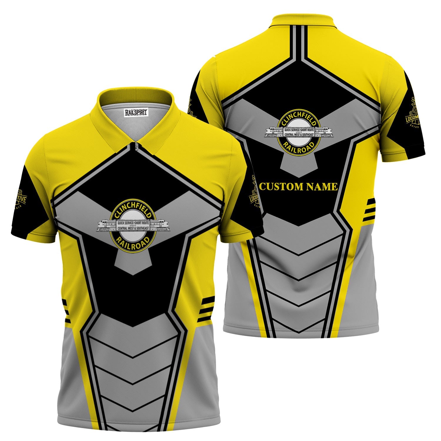 Railspirit Personalized Clinchfield Railroad Polo Shirt Engine-Inspired Style Train Shirt for Railroad Fanatic