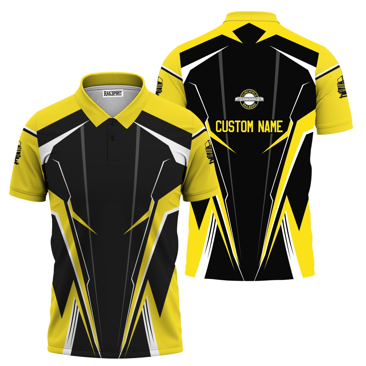 Railspirit Personalized Clinchfield Railroad Polo Shirt Lightning-Edge Design Train Shirt For Railroad Lovers