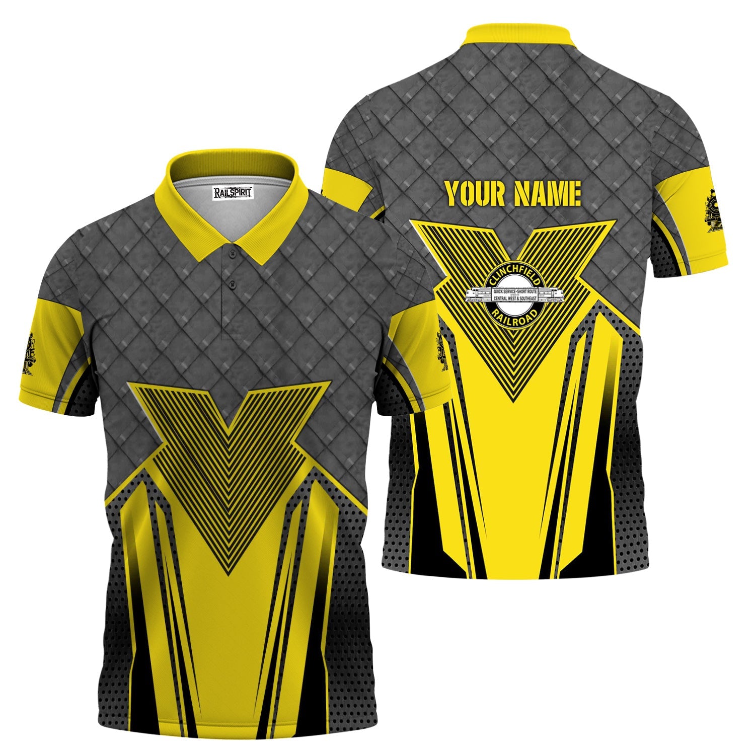 Railspirit Personalized Clinchfield Railroad Polo Shirt Rugged Steel Vibes Train Shirt All Over Print