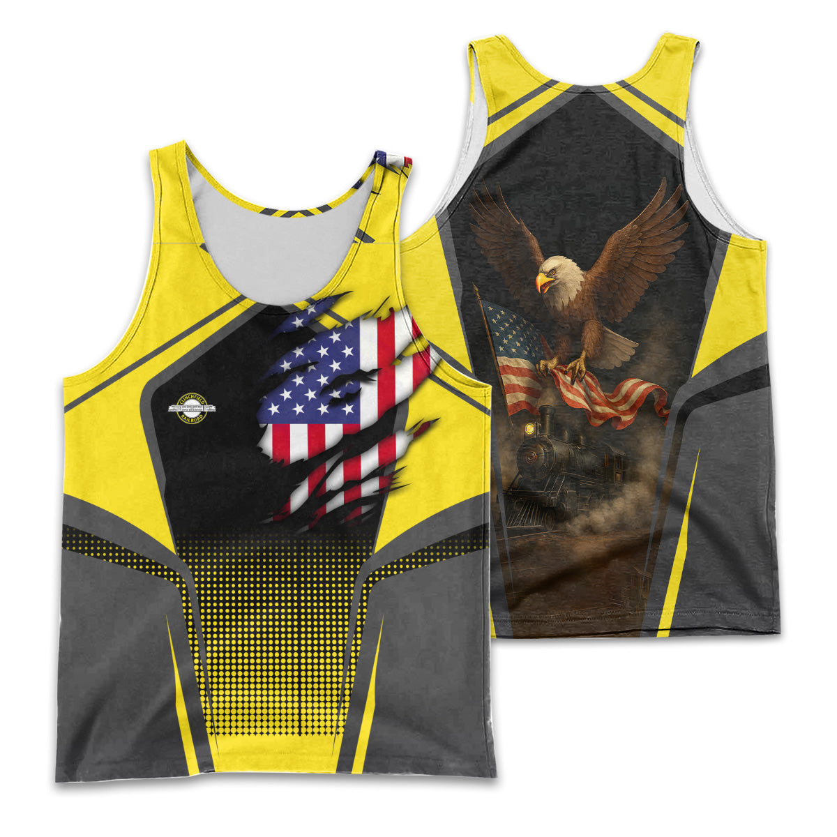 Railspirit Personalized Clinchfield Railroad Men Tank Top American Eagle Vintage Train Shirt