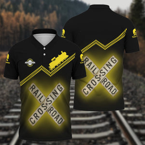 Railspirit Personalized Clinchfield Railroad Polo Shirt Railroad Crossing Printed Train Track Shirt