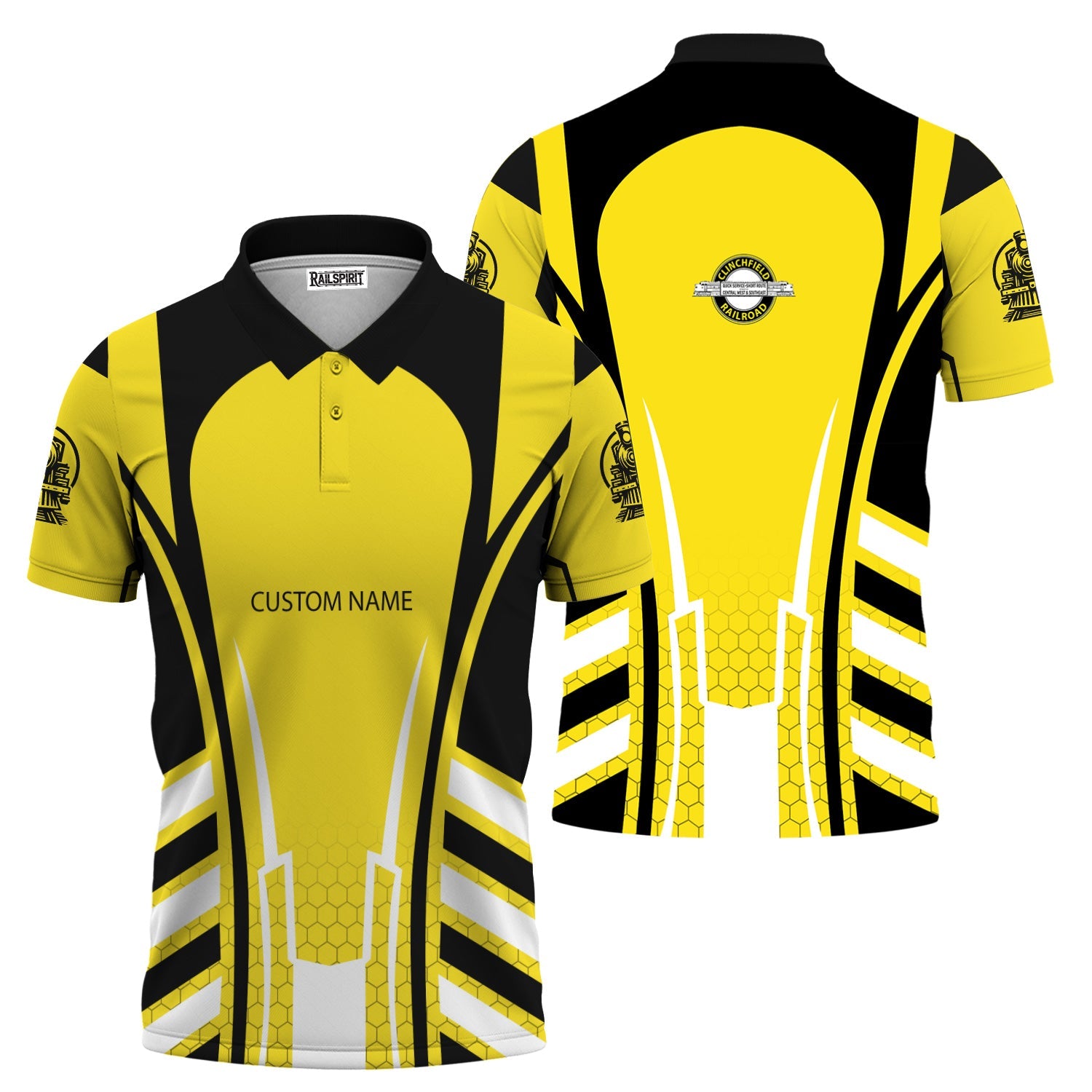 Railspirit Personalized Clinchfield Railroad Polo Shirt Striped Railroad Style Train Shirt All Over Print